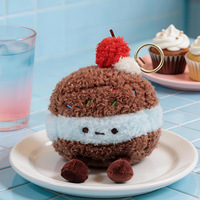 Stylo à bille en peluche mignon en forme de gâteau avec pendentif - Stylo à bille en forme d'animal en peluche 0,5 mm à double pointe à billes, coque ABS, cadeau créatif, vente en gros