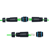 Conector RJ45 Impermeable IP68 Blindado (STP) Cat5/5e/6 para Cable Ethernet LAN, Conector de Cable de Red Doble para Exteriores