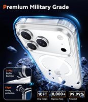 FNTCASE pour 17 Pro Max, étui de protection transparent robuste anti-jaunissement magnétique mince en TPU, résistant aux chocs