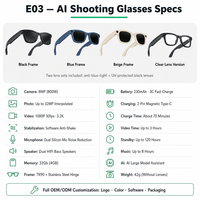 Lunettes Intelligentes IA E03 avec Caméra 8MP, Photos 3200W, Vidéo Anti-Tremblement 1080P, Batterie 230mAh, Charge Rapide 40 Min, Stock Usine OEM Prêt à l'emploi