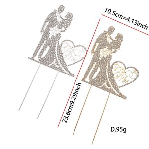 Décoration de gâteau élégante en forme de cœur <span class=keywords><strong>Mr</strong></span> et Mme avec strass en acrylique pour mariage, anniversaire romantique, mariée et marié - Product Image 6