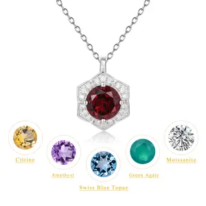 OL0858 Abiding Fine Jewelry Wholesale Classic Designs 925 Sterling Silver Multi Colour Natural Gemstone Women Necklace