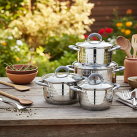 Vente flash : Ensemble de 6 ustensiles de cuisine en acier inoxydable, casseroles et poêles en métal, fond composite, poignées, casseroles, compatible induction, lave-vaisselle