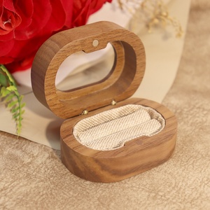 Walnut Wood Jewelry Box Wooden Ring Boxes Jewellery Packaging Wedding Ring Wooden Box with clear Acrylic <b>Window</b> - Product Image 6