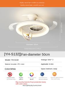 Decoración residencial silenciosa Iluminación LED Oficina Hogar Sala de estar Candelabro moderno nórdico con ventilador - Product Image 3