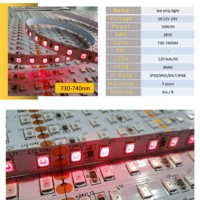Bande lumineuse LED pour culture hydroponique en intérieur, DC24V 670nm 740nm Smd2835 120led