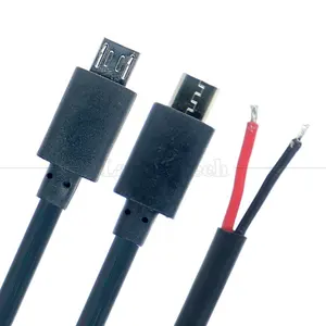 Heavy Current 20AWG 5A Bare Wires Open Repair Micro USB Pigtail Cable for Raspberry Pi Sensor