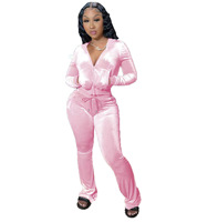 Ensemble de Survêtement Femme Automne Hiver Velours Deux Pièces Personnalisé à Capuche Zippée Jogging Pantalon