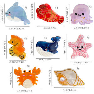 動物 海の生き物 ヒトデ イルカ クジラ サメ 装飾的 可愛い アセテート ロブスタークリップ アクセサリー ミニ 小さなタコ ヘアクリップ - Product Image 1