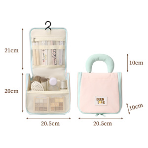 Organisateur de voyage multifonctionnel en tissu pour articles de toilette, sac de rangement suspendu pour cosmétiques et produits de lavage avec crochet pour salle de bain et maquillage - Product Image 3