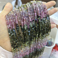 HUI RUI Vente en gros de perles rondes facettées en tourmaline colorée dégradée de 2 mm et 3 mm pour la création de bijoux DIY