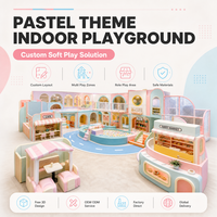 Équipement de terrain de jeu intérieur Pastel Shopping, jeu de rôle, ville, conforme à la norme EN1176, configuration modulaire pour les exploitants de centres de divertissement familial (FEC)