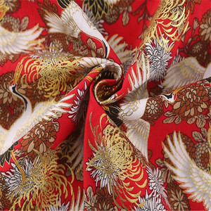 Vải cotton in kỹ thuật số phong cách Nhật Bản thời trang mùa xuân, 100% cotton nguyên chất, họa tiết hạc đen xanh hải quân, cao cấp, dùng cho bộ đồ giường, áo sơ mi - Product Image 2