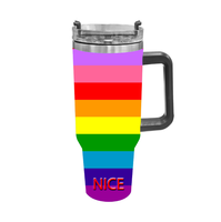 Gobelet isotherme personnalisé en acier inoxydable de 40 oz, motif arc-en-ciel polysexuel gay, tasse portable pour les voyages urbains, le camping en parc et les barbecues