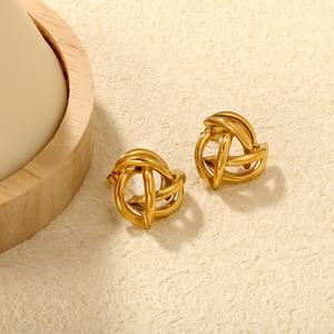 Trendy Stainless Steel Waterproof Geometric Twist Round Small <b>Knot</b> <b>Earring</b> Jewelry Hypoallergenic Stud <b>Earrings</b> for Women - Product Image 4