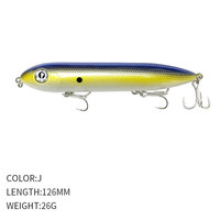 Leurre de pêche Minnow 126mm 26g pour eau salée, Super Spook Wobbler Topwater, Walking the Dog, avec hameçons triples