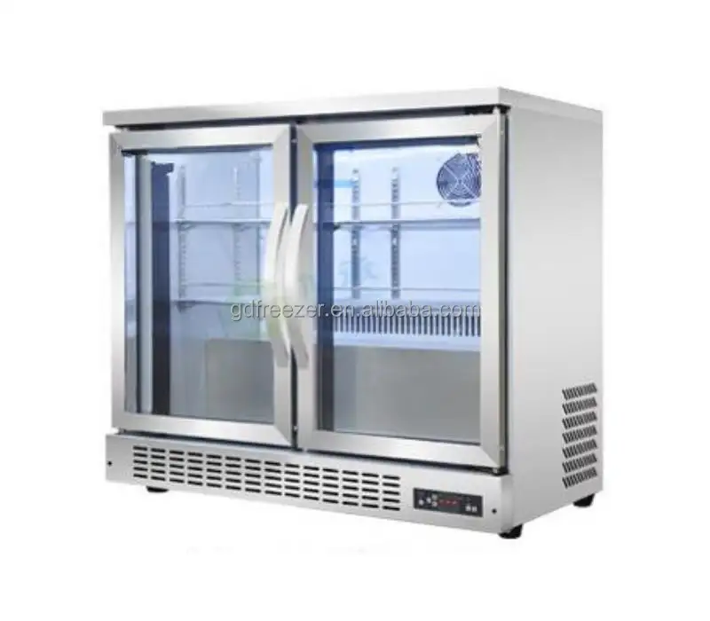 Mini beer equipment refrigerator for bar / under bench bar fridge with 2 glass doors