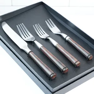 New Trend Plastic Handle Fork Knife Spoon Set Stainless Steel Portable Travel Cutlery Set