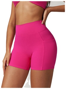 Logo personnalisé taille haute Scrunch fesses Yoga Legging court femmes course à pied Gym Sport porter poches Shorts dames Fitness Yoga Shorts - Product Image 6