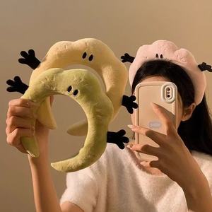 Serre-tête nuage mignon style dessin animé, tendance influenceurs, pour le lavage du visage et le maquillage, avec élastique à cheveux haute pour le chignon - Product Image 2