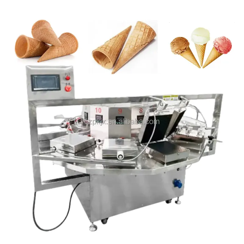 Nuevo diseño Industrial automático waffle fabricante de conos de helado crujiente máquina para hacer rollos de huevo