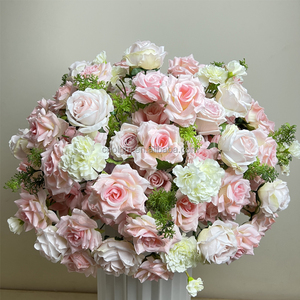 Bóng hoa trang trí bàn tiệc cưới, sự kiện, làm từ hoa hồng, mẫu đơn, hoa cẩm tú cầu nhân tạo màu hồng đỏ phổ biến - Product Image 1