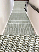 Tapis d'escalier auto-adhésif sans colle, antidérapant, lavable à la main, en lin, pour villa, pour sols intérieurs et marches de maison