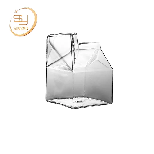 Caja de leche de cristal transparente, recipiente innovador de cartón, taza de café, zumo de leche, vajilla para desayuno