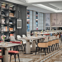 JEILI - Solutions d'ameublement pour hôtels au design moderne - Ensemble de chaises en rotin et table en marbre - Sièges de comptoir de café de luxe - Mobilier de restaurant