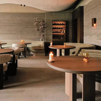 Ensemble Moderne Luxe de Tables et Chaises de Restaurant et d'Hôtel, Personnalisable pour Usage Commercial, en Bois Massif, Fer, Cuir PU et Verre