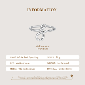 925 Sterling Silver Sparkling Infinite Sleek Open <strong>Ring</strong> Fine Jewelry for Women Stacked Shining Eternity Adjustable <strong>Ring</strong> - Product Image 2