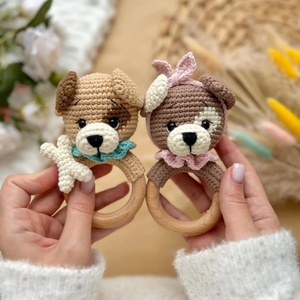 Sonajero de Ganchillo Hecho a Mano de Algodón con Forma de Animal, Anillo de Madera <span class=keywords><strong>Natural</strong></span>, <span class=keywords><strong>Mordedor</strong></span> para Bebés, Juguetes Sensoriales para Recién Nacidos, Cachorros, <span class=keywords><strong>Mordedor</strong></span> para Bebés - Product Image 5