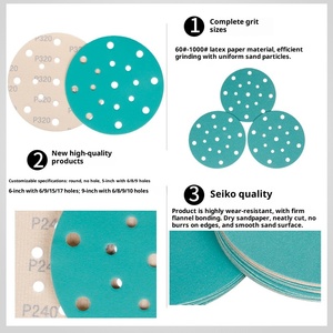 6 Polegada 17 Furos Disco de Lixa de Cerâmica Gancho e <span class=keywords><strong>Loop</strong></span> Lixa Automotiva 150mm Lixa 40-800 Grit - Product Image 2