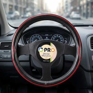 Housse de volant en PVC personnalisée avec bord rouge, style sport, accessoire universel pour l'intérieur de la voiture - Product Image 3