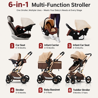 Système de poussette pliable 6 en 1 pour bébé avec sac à langer et siège auto pour bébé de 0 à 3 ans