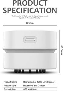 Portable Bagless Small Desktop <b>Mini</b> <b>Desk</b> Vacuum Cleaner with USB Power 200 AW Suction 200ML Capacity Multicolor - Product Image 3