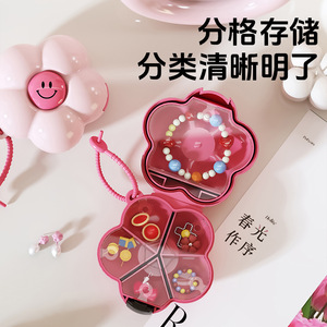 Mini Portable Flower Jewelry Box With Compartments For Earrings Necklaces Travel Storage Case Pink Rose Red Color - Product Image 3