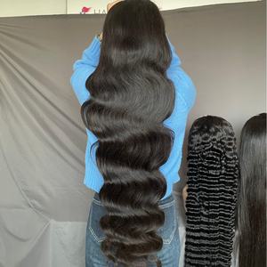 Peluca de Cabello Brasileño de 40 Pulgadas, Transparente para Encaje, con Cabello de Bebé, Negro Natural, Ondulado Profundo, Peluca Completa de Cabello Humano Remy - Product Image 2