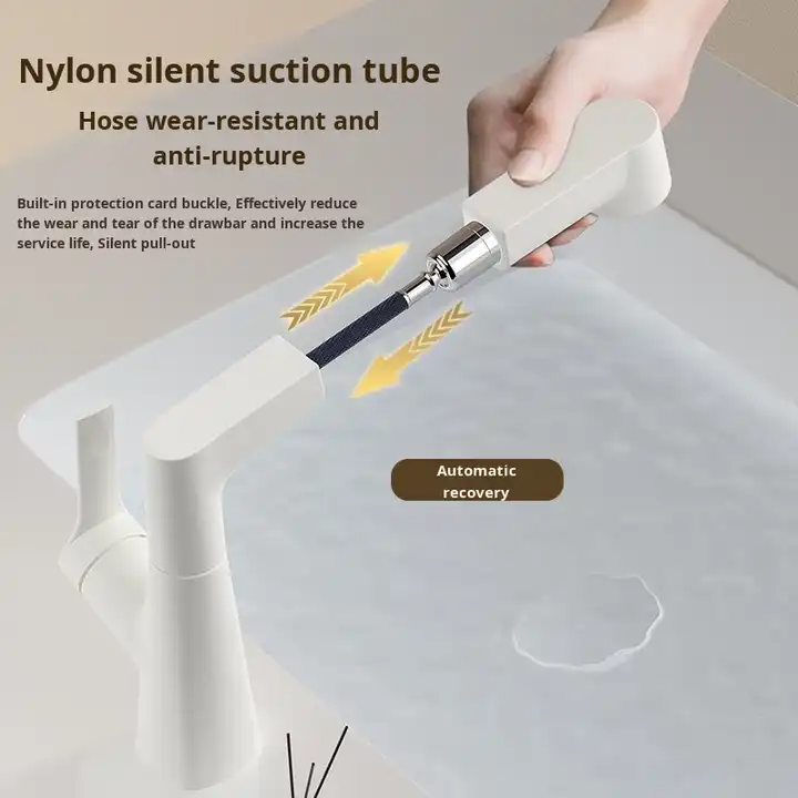 Modern SingleHole Mount White Adjustable Rotating Bathroom Faucet Hot