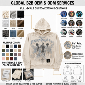 Felpa con Cappuccio Oversize da Uomo, Stampa <span class=keywords><strong>Angelo</strong></span> Effetto Consumato con Strass, in Cotone Pesante, Manica Lunga - Product Image 5