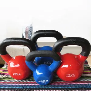 Fabriek Groothandel Kettlebell 16Kg 20Kg 32 Kg 40 Kg Kleurrijke Vinyl Kettlebell Set Yoga Fitness Ketel Bel