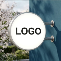 Boîte à lumière publicitaire LED ronde en acrylique double face personnalisée, étanche pour l'extérieur, à suspendre, pour devanture de magasin, logo d'entreprise
