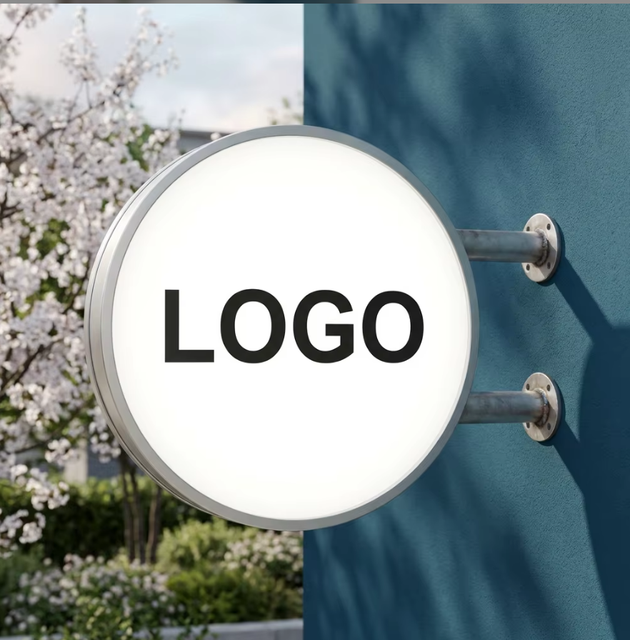 Custom Double Sided Round Acrylic Light Box Outdoor Waterproof Hanging LED Advertising Lightbox for Shop Front Business Logo