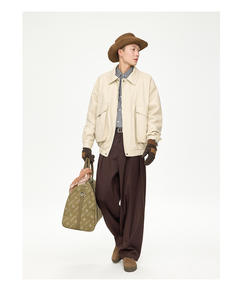 Nouveau Vente <span class=keywords><strong>en</strong></span> gros sur mesure Veste <span class=keywords><strong>en</strong></span> <span class=keywords><strong>cuir</strong></span> uni d'automne de haute qualité Manteaux coupe-vent décontractés pour hommes de grande taille - Product Image 5