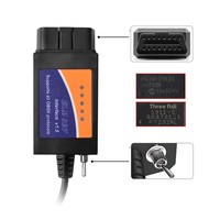 Lector de Códigos OBD ELM327, Escáner de Diagnóstico Automotriz USB 25K80 FT232RL para Focus, Cable Negro Naranja 9-16V con Interruptor Oculto