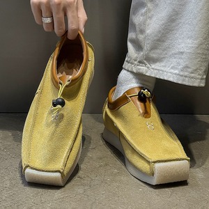 <span class=keywords><strong>Mocassins</strong></span> pour hommes en daim violet à bout carré avec lacets à boucle, semelle épaisse en crêpe, confortables, style streetwear, chaussures plates tendance - Product Image 4