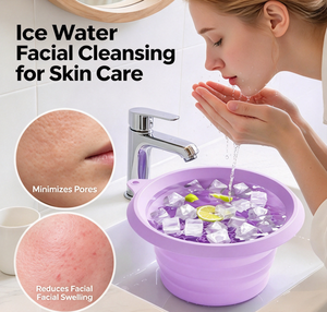 Bassin <span class=keywords><strong>de</strong></span> lavage pliable 2-en-1 en silicone avec bac à glaçons, qualité alimentaire FDA, sans BPA, pour soins du visage et bain <span class=keywords><strong>de</strong></span> glace - Product Image 6