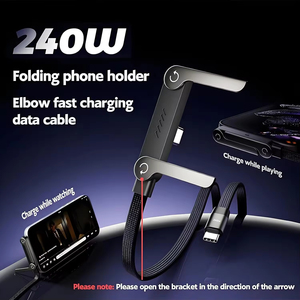 Câble de charge invisible 2-en-1 avec support, cordon de chargeur multiple avec support réglable multi-angles Type C, câble de charge rapide 240W 5 <span class=keywords><strong>FT</strong></span> - Product Image 2