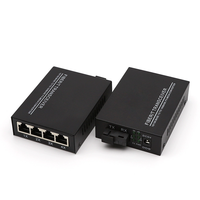 Convertisseur de média fibre optique monomode 10/100/1000 Mbps 4RJ45 + 10/100/1000 Mbps 1SC 20 km CE/FCC pour CCTV et applications industrielles