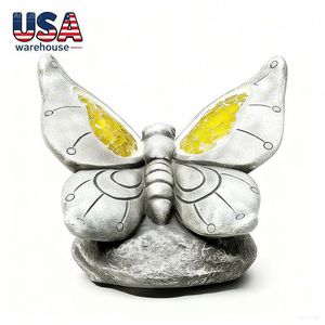 Decoración de Jardín Encantado con Luz Solar, Arte Animal Pintado a Mano, Mariposa de Resina Luminosa para Exteriores, Adorno para Patio y Jardín de Rocas - Product Image 1
